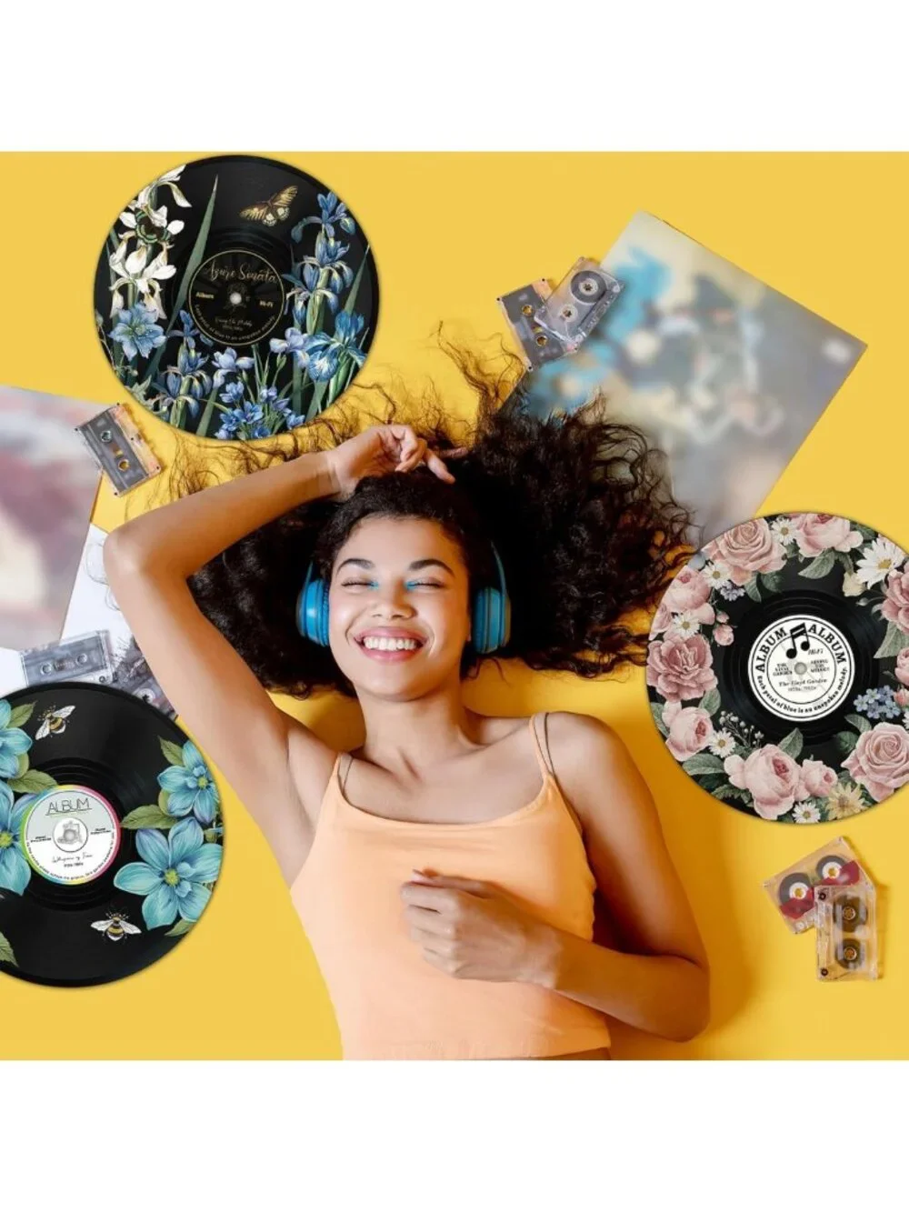 Vintage 12-Inch Vinyl Records Wall Decor | Retro Aesthetic Art for Dorm & Living